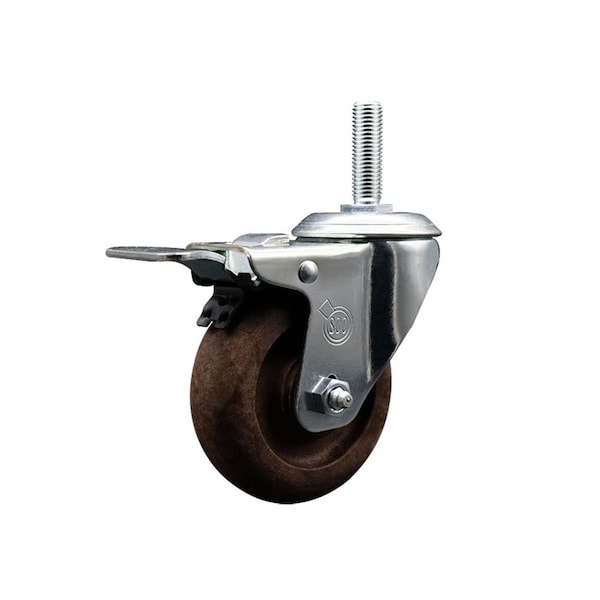 4 Inch High Temp Glass Filled Nylon 58 Inch Stem Caster with Total Lock Brake SCC